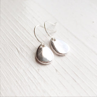 Silver Raindrop Earrings / Minimalist Little Rain Drops Silver Pierced Dangly Geometric Style Small Everyday Shiny Boho Tear Teardrop-Lydia's Vintage | Handmade Personalized Vintage Style Earrings and Ear Cuffs