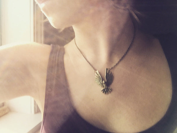 Hawk Necklace / Bronze Brass Pick Your Length / Bird of Prey Eagle Boho Bohemian Festival Style Travel Lover Gift / Free Spirit Wanderer-Lydia's Vintage | Handmade Personalized Vintage Style Necklaces, Lockets, Earrings, Bracelets, Brooches, Rings