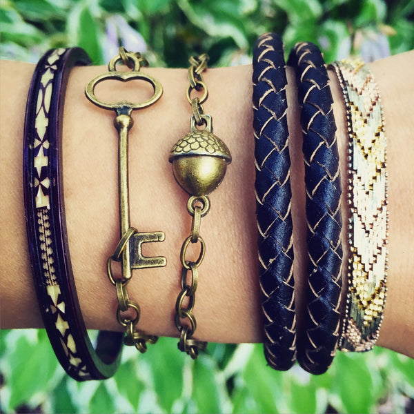 Skeleton Key Bracelet Bronze Key Jewelry-Lydia's Vintage | Handmade Personalized Bookmarks, Keychains