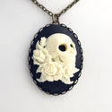 Skull Cameo Necklace Renaissance Faire Pirate Costume Day of the Dead Sugar Skull-Lydia's Vintage | Handmade Custom Cosplay, Renaissance Fair Inspired Style Necklaces, Earrings, Bracelets, Brooches, Rings