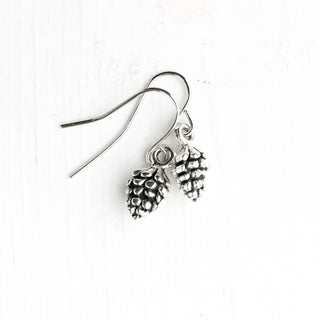 Silver Pinecone Earrings Nature Gift for Her-Lydia's Vintage | Handmade Personalized Vintage Style Earrings and Ear Cuffs