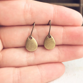 Raindrop Earrings Teardrop Minimalist Bronze Earrings-Lydia's Vintage | Handmade Personalized Vintage Style Earrings and Ear Cuffs