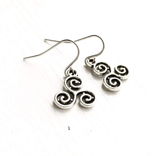 Triskelion Earrings Celtic jewelry Renaissance Faire Silver Earrings-Lydia's Vintage | Handmade Custom Cosplay, Renaissance Fair Inspired Style Necklaces, Earrings, Bracelets, Brooches, Rings