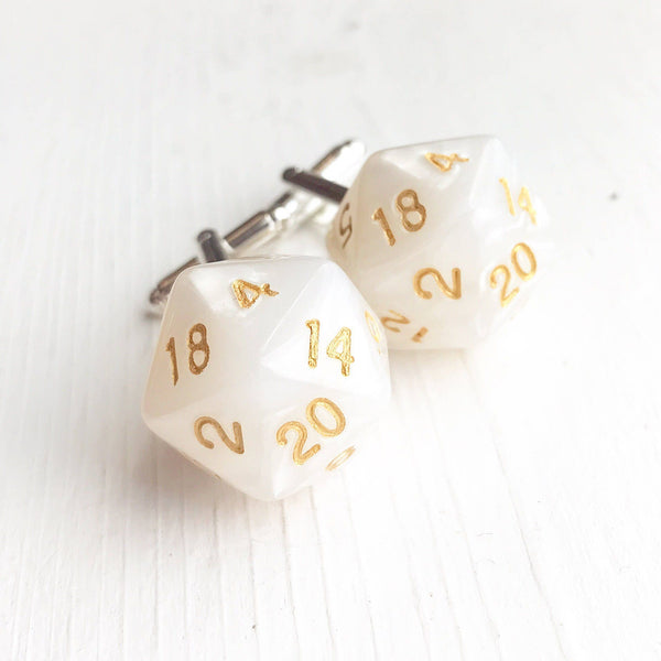 D20 Cufflinks Geek Wedding D&D Cuff Links Dungeons and Dragons Nerd Wedding Groom Groomsmen Polyhedral Dice Dungeon Master Gift-Lydia's Vintage | Handmade Personalized Cufflinks and Tie Tacks