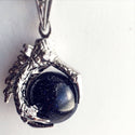 Dragon Claw Necklace / Silver Dragon Claw Pendant Blue Goldstone Blue Sand Dragon Claw Fantasy Renaissance Faire Boho Sparkly Glitter Orb-Lydia's Vintage | Handmade Custom Cosplay, Renaissance Fair Inspired Style Necklaces, Earrings, Bracelets, Brooches, Rings