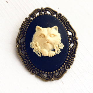 Cat Brooch Cat Cameo Jewelry Cat Gifts-Lydia's Vintage | Handmade Vintage Style Jewelry, Brooches, Pins, Necklaces, Bracelets