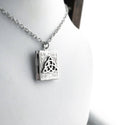 Celtic Knot Book Locket Necklace Silver Celtic Jewelry Pendant Triquetra Trinity Knot-Lydia's Vintage | Handmade Personalized Vintage Style Necklaces, Lockets, Earrings, Bracelets, Brooches, Rings