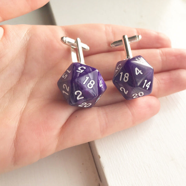 D20 Cufflinks Dungeons and Dragons Geeky Gift for Men Geek Wedding-Lydia's Vintage | Handmade Personalized Cufflinks and Tie Tacks