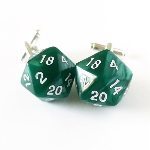 D20 Cufflinks D&D Cuff Links Dungeons and Dragons Groom Groomsmen Gift Nerd Wedding Polyhedral Dice Best Man Geek Gift for Men-Lydia's Vintage | Handmade Personalized Cufflinks and Tie Tacks