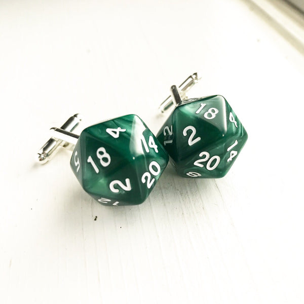D20 Cufflinks D&D Cuff Links Dungeons and Dragons Groom Groomsmen Gift Nerd Wedding Polyhedral Dice Best Man Geek Gift for Men-Lydia's Vintage | Handmade Personalized Cufflinks and Tie Tacks