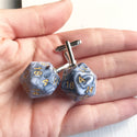 Black and White Swirl D20 Cufflinks D&D Geeky Wedding Dungeons and Dragons-Lydia's Vintage | Handmade Personalized Cufflinks and Tie Tacks