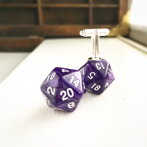 D20 Cufflinks Dungeons and Dragons Geeky Gift for Men Geek Wedding-Lydia's Vintage | Handmade Personalized Cufflinks and Tie Tacks
