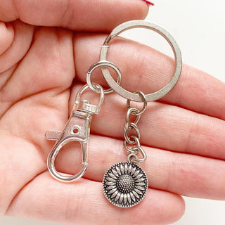 Sunflower Keychain Gift for Women Silver Sunflower Gifts-Lydia's Vintage | Handmade Personalized Bookmarks, Keychains