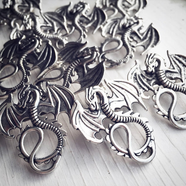 Pair of Dragon Brooches Dragon Pins Set of 2 Dragon Jewelry Renaissance Faire Costume-Lydia's Vintage | Handmade Custom Cosplay, Renaissance Fair Inspired Style Necklaces, Earrings, Bracelets, Brooches, Rings