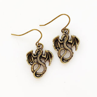 Dragon Earrings Dragon Gifts Bronze Dragon Jewelry-Lydia's Vintage | Handmade Personalized Vintage Style Earrings and Ear Cuffs