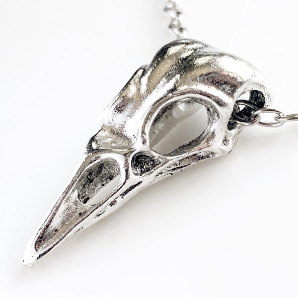 Raven Skull Necklace Crow Skull Pendant Goth Jewelry-Lydia's Vintage | Handmade Personalized Vintage Style Necklaces, Lockets, Earrings, Bracelets, Brooches, Rings