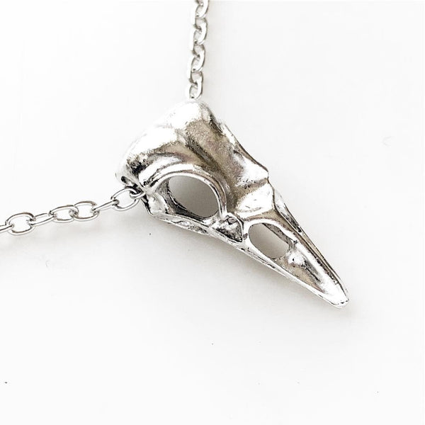 Raven Skull Necklace Crow Skull Pendant Goth Jewelry-Lydia's Vintage | Handmade Personalized Vintage Style Necklaces, Lockets, Earrings, Bracelets, Brooches, Rings