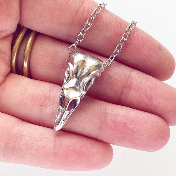 Raven Skull Necklace Crow Skull Pendant Goth Jewelry-Lydia's Vintage | Handmade Personalized Vintage Style Necklaces, Lockets, Earrings, Bracelets, Brooches, Rings