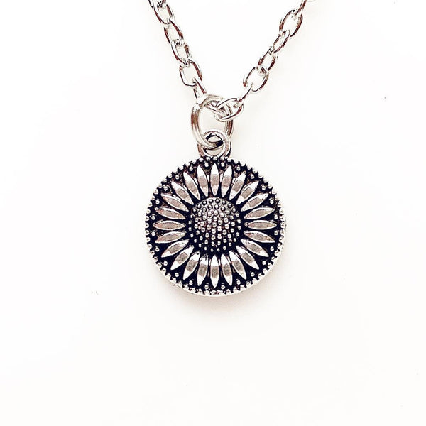 Sunflower Necklace Silver Sunflower Jewelry Gift for Women-Lydia's Vintage | Handmade Personalized Vintage Style Necklaces, Lockets, Earrings, Bracelets, Brooches, Rings