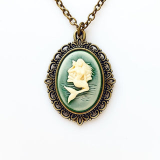 Mermaid Necklace Mermaid Cameo Jewelry-Lydia's Vintage | Handmade Personalized Vintage Style Necklaces, Lockets, Earrings, Bracelets, Brooches, Rings