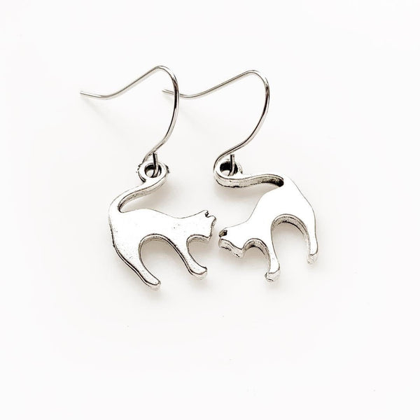 Cat Earrings Cute Cat Jewelry-Lydia's Vintage | Handmade Personalized Vintage Style Earrings and Ear Cuffs