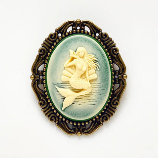 Mermaid Brooch Pirate Hat Pin Mermaid Cameo-Lydia's Vintage | Handmade Custom Cosplay, Pirate Inspired Style Necklaces, Earrings, Bracelets, Brooches, Rings