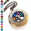 Birthstone Locket Necklace Gift for Mom Mothers Family Tree Personalized Jewelry-Lydia's Vintage | Handmade Personalized Vintage Style Necklaces, Lockets, Earrings, Bracelets, Brooches, Rings