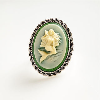 Mermaid Ring Cameo Ring Mermaid Jewelry Renaissance Faire-Lydia's Vintage | Handmade Custom Cosplay, Renaissance Fair Inspired Style Necklaces, Earrings, Bracelets, Brooches, Rings