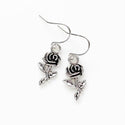 Rose Earrings Small Silver Roses Flower Earrings-Lydia's Vintage | Handmade Personalized Vintage Style Earrings and Ear Cuffs