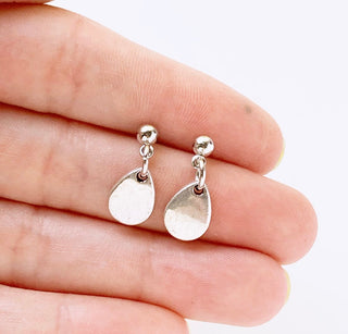 Teardrop Stud Earrings Silver Minimalist Jewelry-Lydia's Vintage | Handmade Personalized Vintage Style Earrings and Ear Cuffs