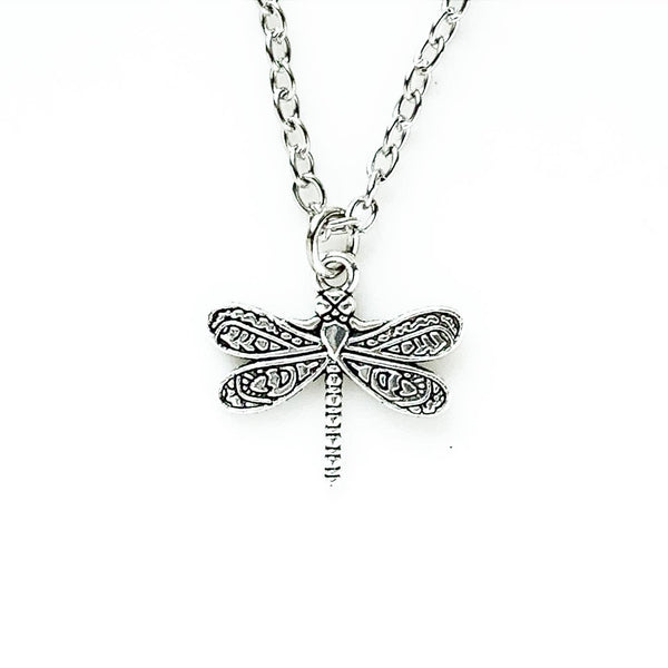 Dragonfly Necklace Silver Dragonfly Jewelry Dragonfly Lover Gift for Women-Lydia's Vintage | Handmade Personalized Vintage Style Necklaces, Lockets, Earrings, Bracelets, Brooches, Rings
