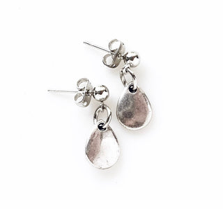 Teardrop Stud Earrings Silver Minimalist Jewelry-Lydia's Vintage | Handmade Personalized Vintage Style Earrings and Ear Cuffs