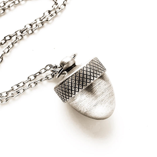 Acorn Necklace Pill Case Necklace Acorn Locket Urn Jewelry Vial-Lydia's Vintage | Handmade Personalized Vintage Style Necklaces, Lockets, Earrings, Bracelets, Brooches, Rings