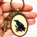 Raven Keychain Halloween Cameo Crow Lover Gift-Lydia's Vintage | Handmade Personalized Bookmarks, Keychains