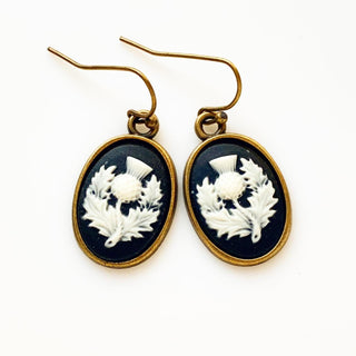 Scottish Thistle Earrings Outlander Gifts Scotland Thistle Cameo Earrings-Lydia's Vintage | Handmade Personalized Vintage Style Earrings and Ear Cuffs
