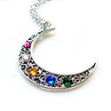 Birthstone Moon Necklace Pick 3+ Birthstones Personalized Gifts for Moms-Lydia's Vintage | Handmade Personalized Vintage Style Necklaces, Lockets, Earrings, Bracelets, Brooches, Rings