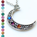 Birthstone Moon Necklace Pick 3+ Birthstones Personalized Gifts for Moms-Lydia's Vintage | Handmade Personalized Vintage Style Necklaces, Lockets, Earrings, Bracelets, Brooches, Rings