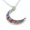 Birthstone Moon Necklace Pick 3+ Birthstones Personalized Gifts for Moms-Lydia's Vintage | Handmade Personalized Vintage Style Necklaces, Lockets, Earrings, Bracelets, Brooches, Rings