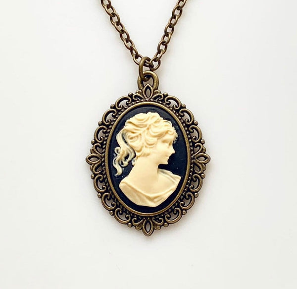 Cameo Necklace Classic Lady Woman Cameo-Lydia's Vintage | Handmade Personalized Vintage Style Necklaces, Lockets, Earrings, Bracelets, Brooches, Rings