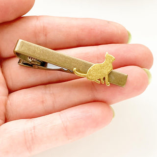 Cat Tie Clip Cat Tie Bar Gift for Men-Lydia's Vintage | Handmade Personalized Cufflinks and Tie Tacks