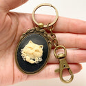 Cat Keychain Cat Lover Gifts Cat Cameo-Lydia's Vintage | Handmade Personalized Bookmarks, Keychains