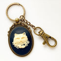 Cat Keychain Cat Lover Gifts Cat Cameo-Lydia's Vintage | Handmade Personalized Bookmarks, Keychains