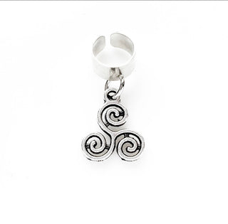 Triskelion Ear Cuff Non Pierced No Piercing Celtic Dangly Ear Wrap-Lydia's Vintage | Handmade Personalized Vintage Style Earrings and Ear Cuffs