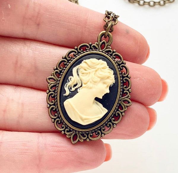 Cameo Necklace Classic Lady Woman Cameo-Lydia's Vintage | Handmade Personalized Vintage Style Necklaces, Lockets, Earrings, Bracelets, Brooches, Rings