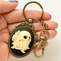 Skull Keychain Sugar Skull Cameo Key Chain Accessories Day of the Dead-Lydia's Vintage | Handmade Personalized Bookmarks, Keychains