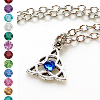 Birthstone Celtic Knot Necklace Irish Knot Trinity Knot Celtic Jewelry-Lydia's Vintage | Handmade Personalized Vintage Style Necklaces, Lockets, Earrings, Bracelets, Brooches, Rings