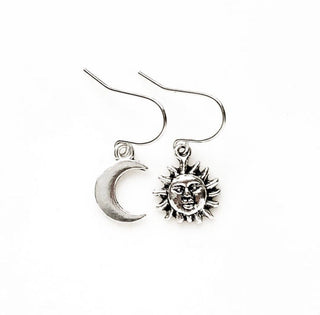Sun and Moon Earrings Mismatched Earrings-Lydia's Vintage | Handmade Personalized Vintage Style Earrings and Ear Cuffs