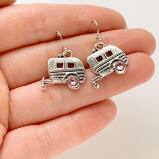 Camper Earrings Birthstone Travel Trailer Vintage Camper Lover Gift-Lydia's Vintage | Handmade Personalized Vintage Style Earrings and Ear Cuffs