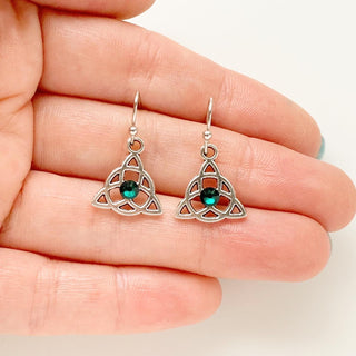 Celtic Knot Birthstone Earrings Celtic Jewelry Irish Knot Earrings-Lydia's Vintage | Handmade Personalized Vintage Style Earrings and Ear Cuffs