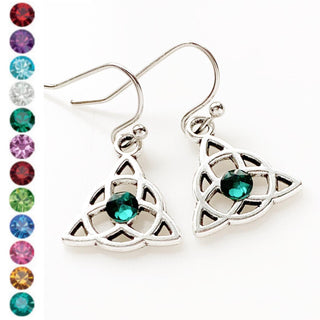 Celtic Knot Birthstone Earrings Celtic Jewelry Irish Knot Earrings-Lydia's Vintage | Handmade Personalized Vintage Style Earrings and Ear Cuffs